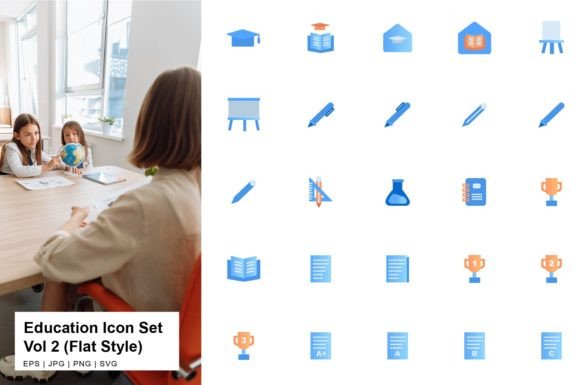 Education Icon Set Flat Vol 2: Graphics and Icons for Real Projects