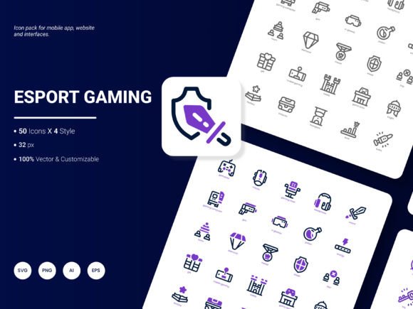 Esport Gaming Icon Pack: Graphics for Dynamic Design