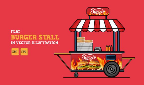 Flat Burger Stall in Vector Graphics