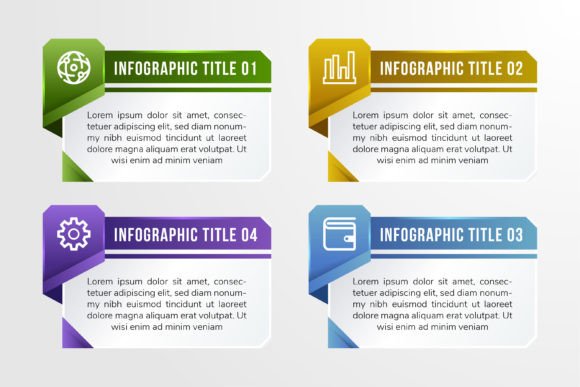 Four Steps Infographic Rectangle for Graphics and Infographics