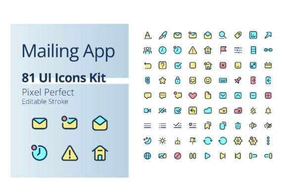 Mailing App Color UI Icons Kit