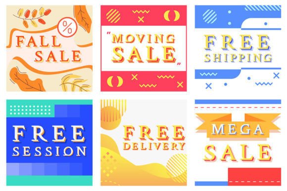 Sale Colorful Promotion Banner Bundle: Graphics & Print Templates