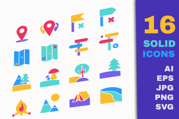 Solid Camping Icon Set: Graphics and Icons for Adventure Branding