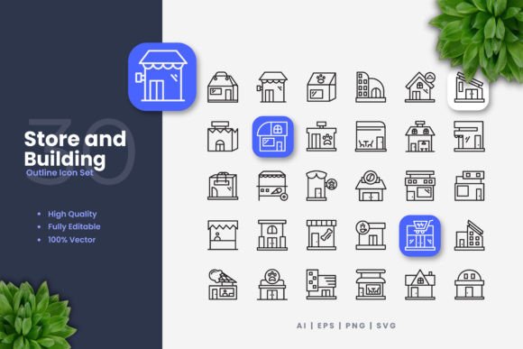 Store and Building Icons Graphics