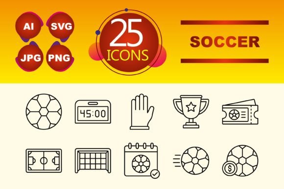 This Set Covers Soccer Relative Icons
