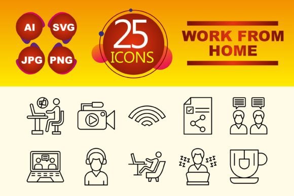 Work from Home Graphics and Icons